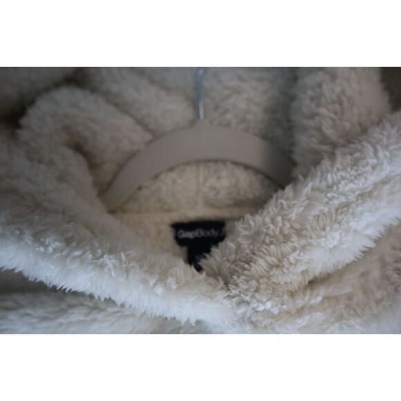 GAP Body 810225 Women's Sz XS Ivory Soft Sherpa Fleece Hoodie Pullover - Picture 3 of 6